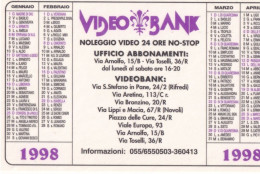 Calendarietto - Video Bank - Rifredi - Novoli - Anno 1998 - Formato Piccolo : 1991-00