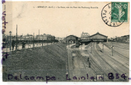 - 5 - ARRAS -( P; De C. ), La Gare Vue Du Pont Du Faubourg Rouville, Animation Sur Les Voies, écrite, TBE, Scans. - Arras