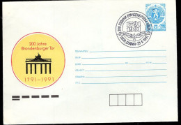 BULGARIA(1991) Brandenburg Gate 200th Anniversary. 5s Illustrated Postal Entire With Special Cancel. - Omslagen