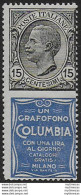 1924-25 Italia Pubblicitari 15c. Columbia MNH Sassone N. 2 - Otros & Sin Clasificación