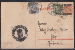 Württemberg Orts-Ganzsache Minr.DP 49/02 Zfr. DR Minr.D57, D60 Cannstadt 3.9.20 Geprüft - Storia Postale