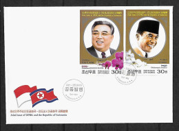 RARE 2015 Joint North Korea And Indonesia, FDC NORTH KOREA WITH IMPERFORATED STAMPS: Leaders - Emissions Communes