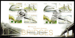 2009 Joint Singapore And Philippines, MIXED FDC SINGAPORE WITH 4+4 STAMPS: Bridges - Gemeinschaftsausgaben