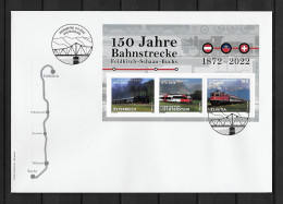 2022 Joint Switzerland - Austria - Liechtenstein, FDC SWITZERLAND: Railway 150 Years - Emissioni Congiunte