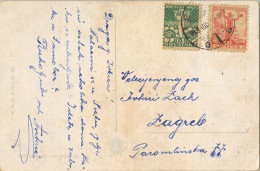 1919 YUGOSLAVIA , T.P. CIRCULADA  A ZAGREB , YV. 55 , 56 , SERIE ESPECIAL , CROACIA , DALMACIA - Cartas & Documentos