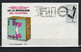Mexico 1976 Space, Telephone Centenary Stamp On FDC - America Del Nord