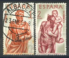 SPAIN, 1962, ST. PETER & ST. CHRISTOPHER CARRAYING CHRIST STAMPS SET OF 2, # 1117/18, USED. - Gebruikt