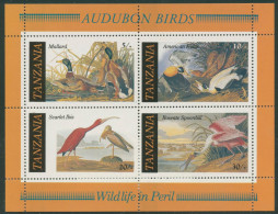 Tansania 1986 Geburtstag Audubons Vögel Ente Ibis Block 55 Postfrisch (C27383) - Tanzania (1964-...)