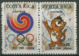 Costa Rica 1988 Olympiade Seoul: Maskottchen, Emblem 1350/51 ZD Postfrisch - Costa Rica