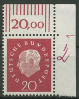 Bund 1959 Heuss Medaillon Mit Druckerzeichen 304 DZ 1 Ecke 2 Postfrisch - Ungebraucht