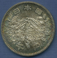 Japan 1000 Yen 1964, Olympische Spiele, Silber, KM 80 St Bunte Patina (m6136) - Japón