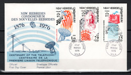 New Hebrides  English 1976 Space, Telephone Centenary Set Of 3 On FDC - Oceanië