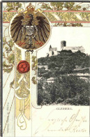 Gleiberg - Litho - Prägekarte - Giessen