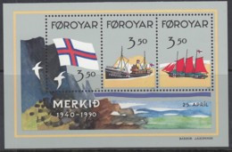 FÄRÖER Block 4, Postfrisch **, 50 Jahre Flagge Der Färöer-Inseln, 1990 - Faroe Islands