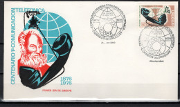 Uruguay 1976 Space, Telephone Centenary Stamp On FDC - Zuid-Amerika