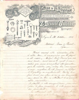Lettre En-tête Illustrée De La Fabrique De Vis Cylindriques Deville-Violland à Lyon En 1900 - 1800 – 1899