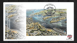 2013 Joint Malta And Curacao, FDC MALTA WITH SOUVENIR SHEET: Harbours - Emisiones Comunes