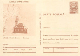 Postal Stationery Postcard Romania Valiug Semenic Mountain Church - Roemenië