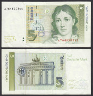 BRD 5 DM Bundesbanknote 1.8.1991 Ro 296a Serie A Gebraucht   (31013 - Other & Unclassified