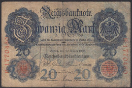 Ro 24b - 20 Mark 1906 Pick 25 Ohne Unterdruck Serie B - VG (5) Selten    (28293 - Autres & Non Classés