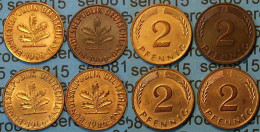 2 Pfennig Complete Set Year 1966 All Mintmarks (D,F,G,J) Jäger 381   (445 - Autres – Europe