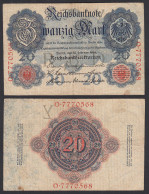 20 Mark 1914 Ro 47b Pick 46b VF (3) Serie O UDR Y - 7-stellig      (31110 - Sonstige & Ohne Zuordnung