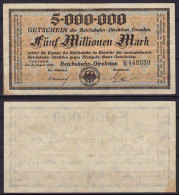 Reichsbahn Dresden 5 Millionen Mark 1923 Reihe E  Gebraucht  (cb254 - Other & Unclassified