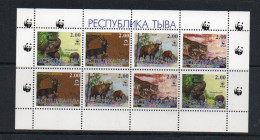 RUSSIA LOCALS - TUVA - WWF ANIMALS SET OF 4 IN SHEETLE TOF 8  MINT NEVER HINGED - Other & Unclassified