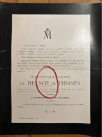 Baron Fernand De Heusch De Thisnes *1848 Mons +1913 Bruxelles Picquet Vervruysse De Solart - Obituary Notices