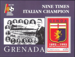 Grenada - 1993 - Soccer: Famous Clubs: Genoa (Italian) - Yv Bf 332 - Clubs Mythiques