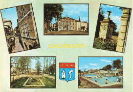 82 Caussade Vues Piscine Rue Republique Hotel De Ville Fontaine Promenade CPM - Caussade