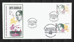 RARE 2021 Joint Brazil And Uruguay, MIXED FDC WITH BOTH STAMPS: Anita Garibaldi, - Gemeinschaftsausgaben