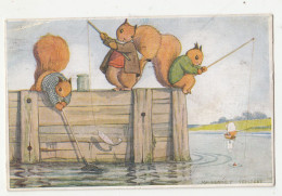 A74. Vintage Medici Postcard. Margaret Tempest. Squirrels Fishing. - Other & Unclassified