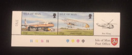 O) ISLE OF MAN, PLANE, HELICOPTER, BIPLANE, BEING 757, FARMAN BIPLANE, SEA KING, MNH - Man (Ile De)