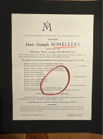 Jean-Joseph Himeleers Wed Henderickx Maria-Ursula *1861 St.-Truiden +1951 Sint-Truiden Bevingen Nelissen Vanelderen Beck - Todesanzeige