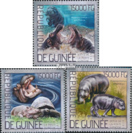 Guinea 10379-10381 (kompl. Ausgabe) Postfrisch 2014 Nilpferd - República De Guinea (1958-...)