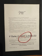 Veuve Charles Le Hardy De Beaulieu Nee Elisabeth Schuster *1827 Brussel +1904 Bruxelles Evere Merzbach Champrenault Jara - Todesanzeige