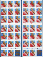 USA 1995 Portico & Flag Foil Sheets MNH Small (right) & Larger (left) Year Indicator - Blocs-feuillets