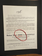 Madame R. Henry De Hassonville Nee De Bellefroid D’Oudoumont *1891 Aye +1942 Aye Marche Cardon De Lichtbuer Pety De Thoz - Obituary Notices