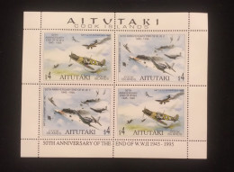 O) 1995 AITUTAKI, END OF WORLD WAR II, BATTLE OF BRITAIN, BATTLE OF MODWAY, WAR PLANES. SET MNH SCT 510 - Aitutaki