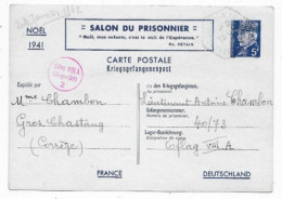 Entier 5F PETAIN Prisonnier NOEL 1941 Envoie De GROS CHARTANG CORREZE P / OFLAG VIII A (lieutenant CHAMBON) - WW II
