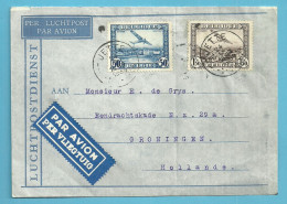 LP 1+2 Op Brief Per Luchtpost (avion) Stempel JETTE Naar Groningen - Storia Postale