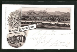 Lithographie Rosenheim, Kaiserbad, Totalansicht  - Rosenheim