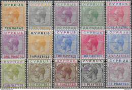 1921-23 Cyprus George V 15v. MH SG N. 85/99 - Autres & Non Classés
