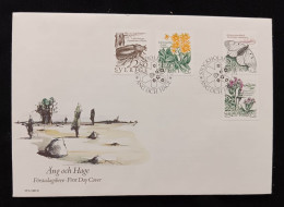 D)1987, SWEDEN, FIRST DAY COVER, ISSUE, NATURE OF MEADOWS AND PASTURES, HERMIT BEETLE, ARNICA, APOLLO NUBOSA, COUNTRY GE - Autres & Non Classés