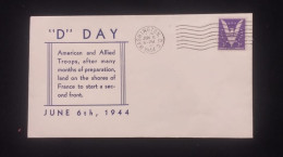 O) 1944 UNITED STATES - USA, VICTORY SYMBOL,  D - DAY, AMERICAN AND ALLIED, FDC XF - Other & Unclassified