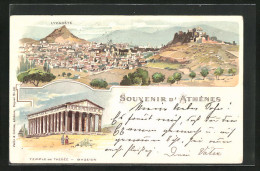 Lithographie Athénes, Temple De Thesée, Lycadéte  - Greece