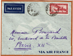 LPP15 -  INDOCHINE LETTRE AVION  HANOI / PARIS 24/12/1937 - Lettres & Documents