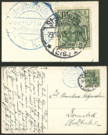 GERMANY: 23/OC/1915 STRASSBOURG - Darmstadt, Postcard Franked With 5pg., With Datestamp Of Strassbourg And Blue Censor M - Sonstige & Ohne Zuordnung