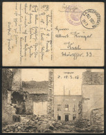 GERMANY: Postcard With View Of Ruins Of Longuyon In The War, Sent With Military Free Frank To Kiel On 18/MAR/1916, VF Qu - Otros & Sin Clasificación